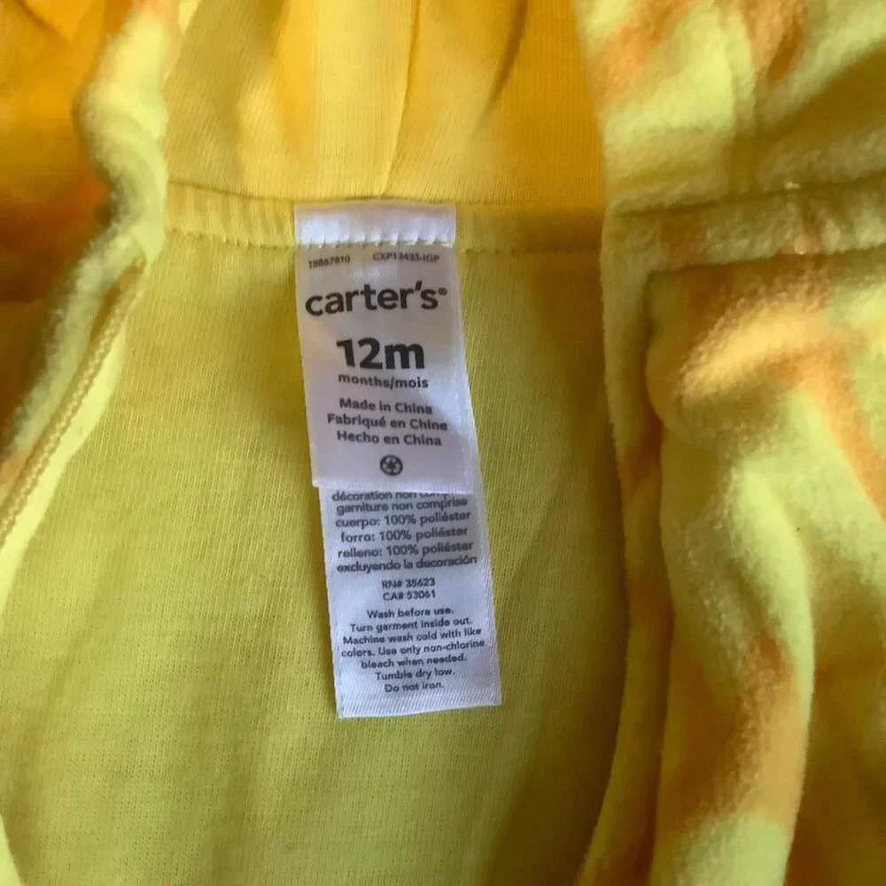 Carters Infant Pineapple‎ Costume 12 Months Soft Plush Hooded Romper Halloween